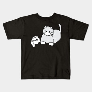 Corona Cat White Gloves Black Back Kids T-Shirt